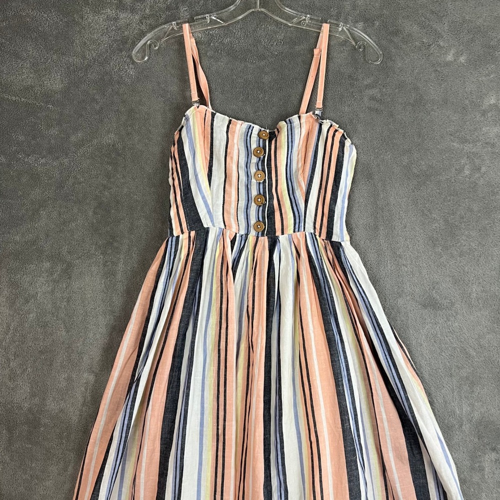 Free People Lilah Pleated Tube Dress Womens S Midi Striped Beachy Coastal - Picture 2 of 12